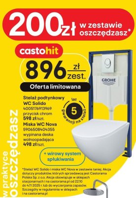 Stelaż podtynkowy WC Solido + miska WC Nova promocja w Castorama