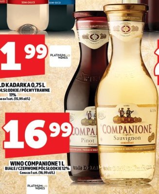 Wino Companione 1l białe / czerwone półsłodkie 11,5% promocja w TOPAZ
