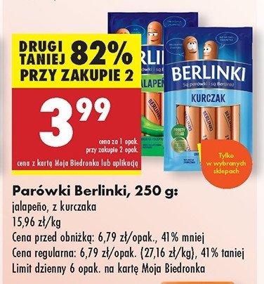 Parówki jalapeno Morliny berlinki promocja w Biedronka