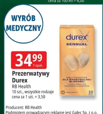 Prezerwatywy Durex RB Health 10 szt. promocja w Leclerc