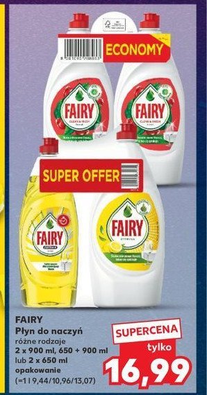 Płyn do naczyń lemon 900 ml + płyn do naczyń cytrusy 650 ml Fairy promocja