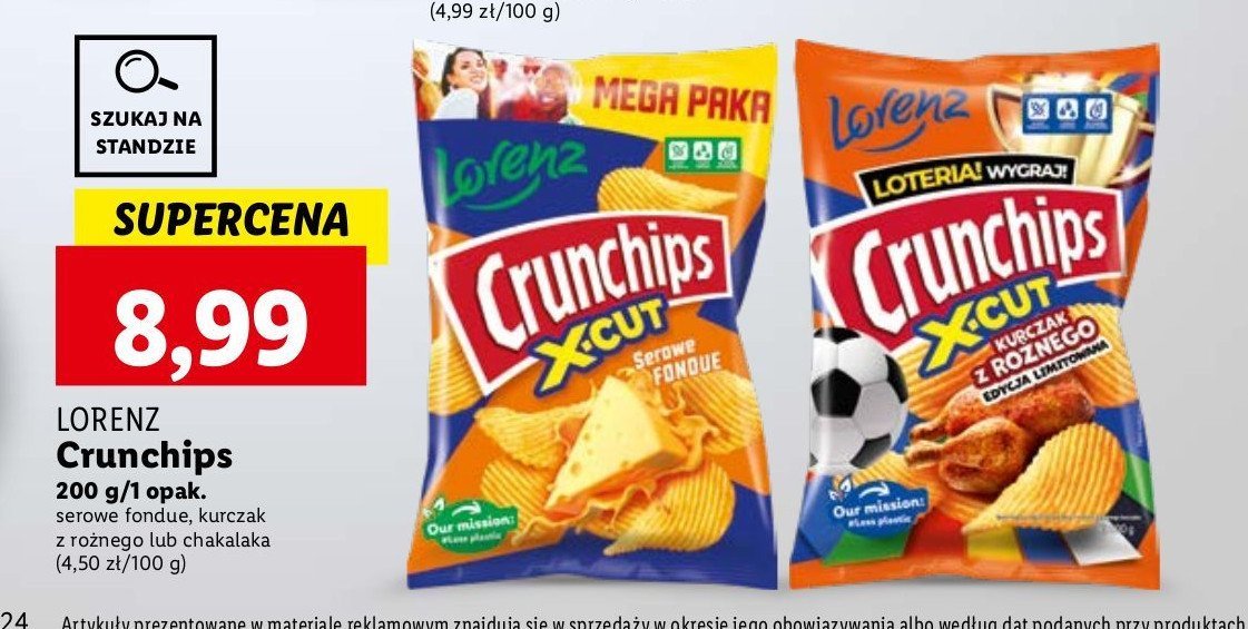 Chipsy o smaku kurczaka z rożna Crunchips x-cut Crunchips lorenz promocja