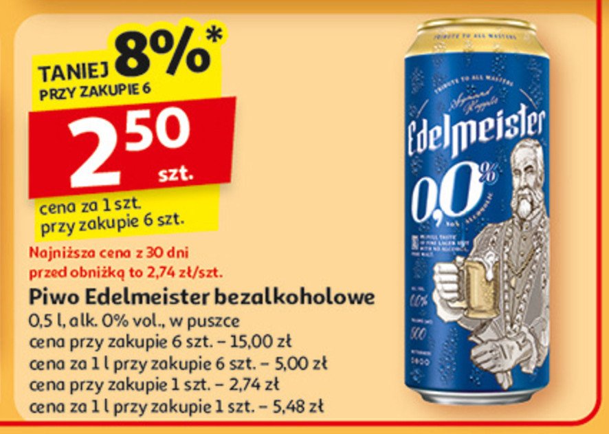 Piwo Edelmeister 0.0% promocja w Auchan