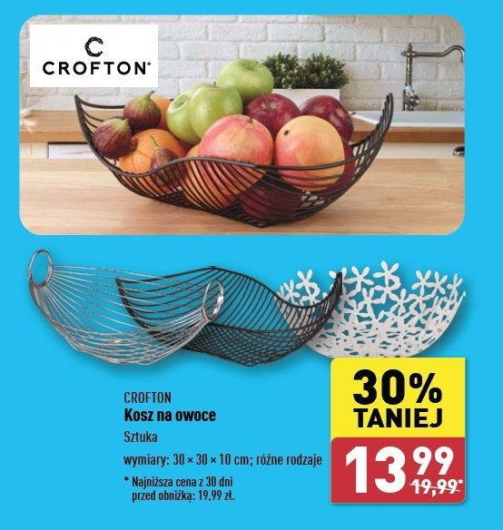 Kosz na owoce 30 x 30 x 10 cm Crofton promocja