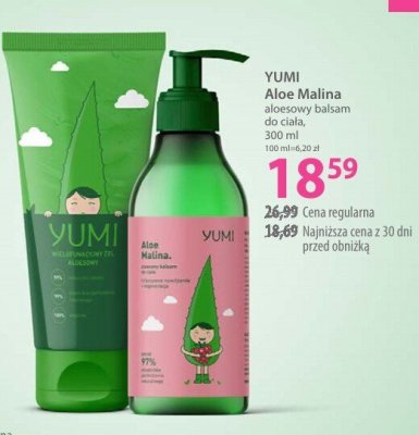 Żel aloesowy YUMI Aloe Malina promocja w Hebe