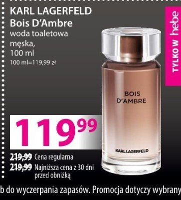 Perfumy KARL LAGERFELD Bois D'Ambre woda perfumowana męska promocja w Hebe