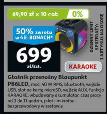 Głośnik przenośny Blaupunkt PB60LED promocja w Auchan