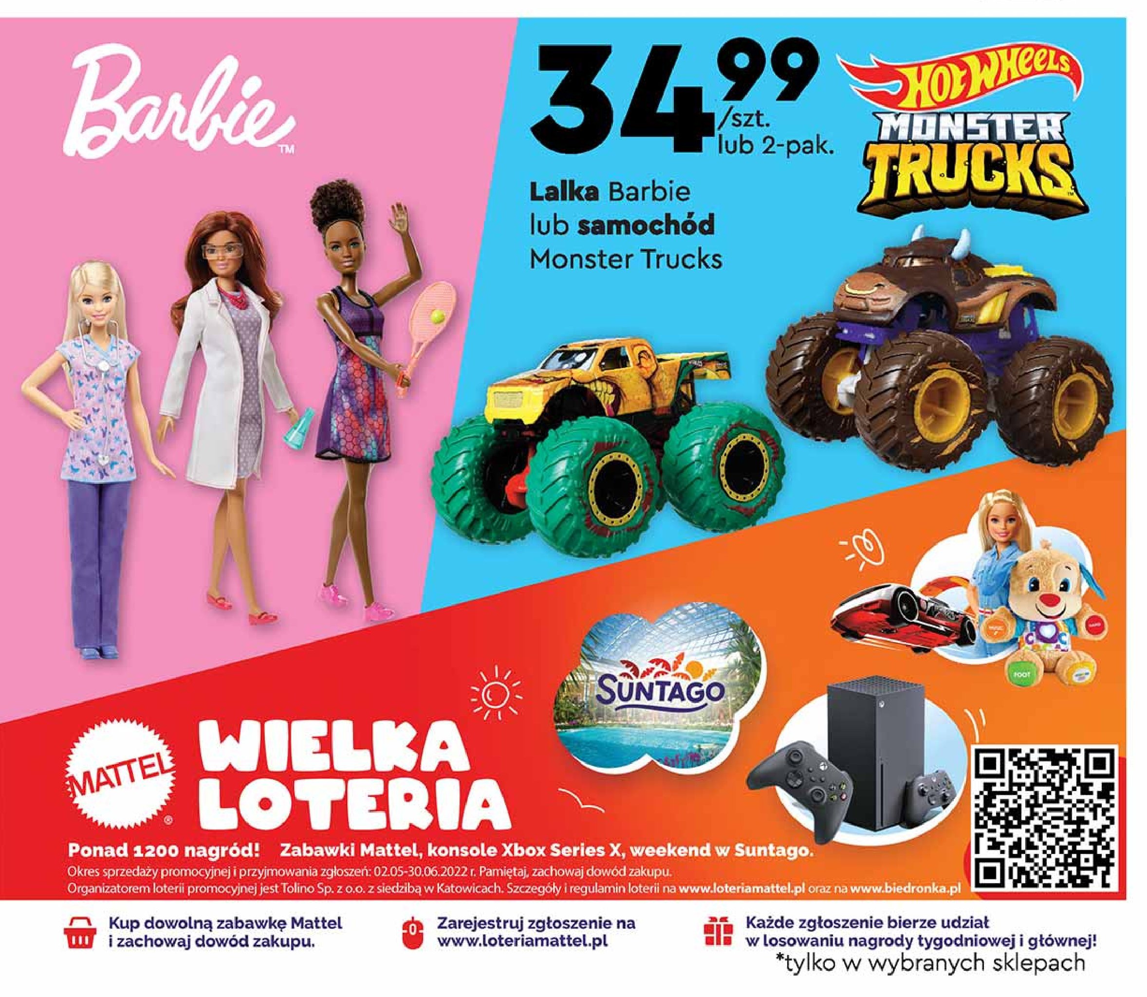 Pojazd monster trucks Mattel promocje