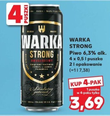 Piwo strong 6.3% alk. promocja w Kaufland