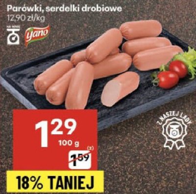 Parówki serdelki drobiowe Jano promocja w Delikatesy Centrum