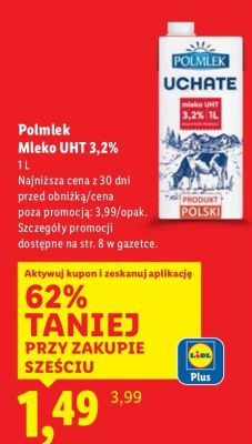 Mleko UHT 3,2% promocja w Lidl