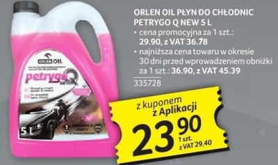 Płyn chłodniczy Orlen Oil Petroglycol New -5 L promocja w Selgros