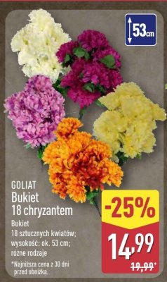 Bukiet 18 chryzantem promocja w Aldi