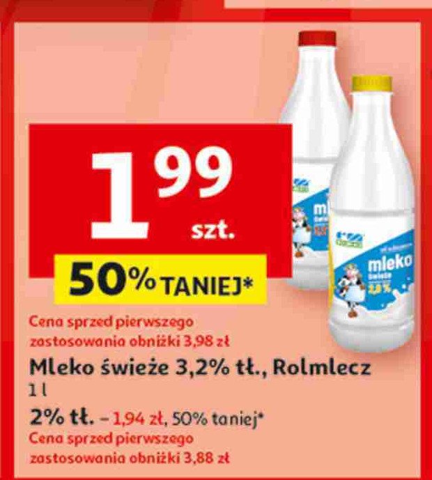 Mleko świeże 2.0 % Rolmlecz promocja