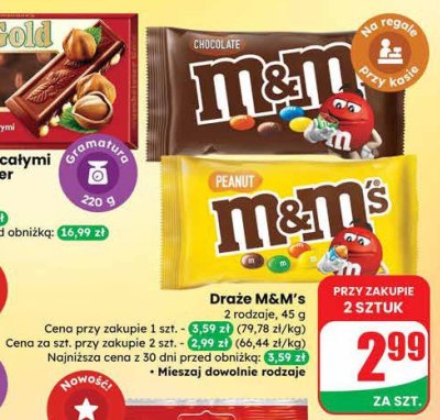 Draże M&M's 2 rodzaje promocja w Dino