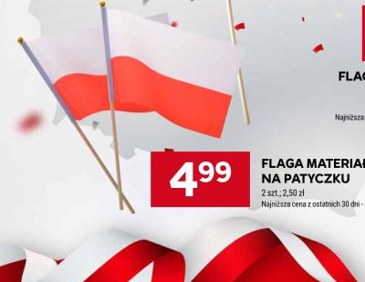 Flaga materiałowa na patyczku promocja w Stokrotka