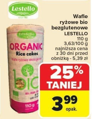 Wafle ryżowe bio bezglutenowe LESTELLO 110g promocja w Carrefour Market