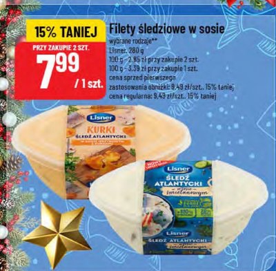 Filety śledziowe w sosie wybrane rodzaje Lisner promocja w POLOmarket