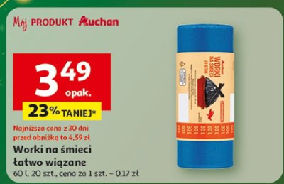 Worki na śmieci łatwo wiązane promocja w Auchan