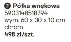 Półka wnękowa 60x30x10cm chrom promocja w Castorama