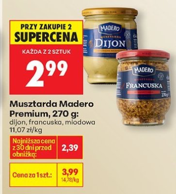 Musztarda Madero Premium, 270 g: dijon promocja w Biedronka