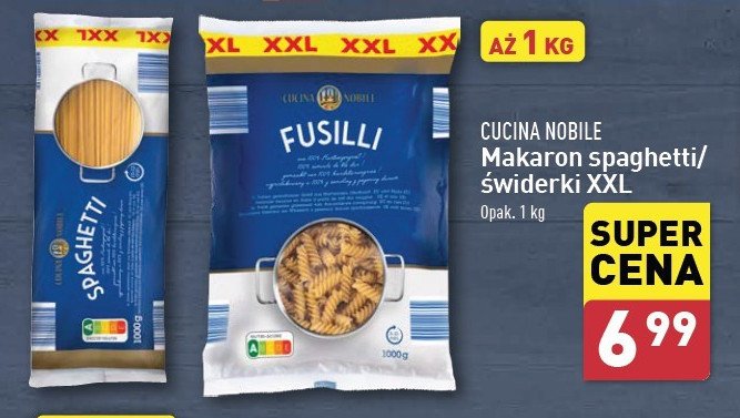 Makaron spaghetti z pszenicy durum Cucina nobile promocja w Aldi