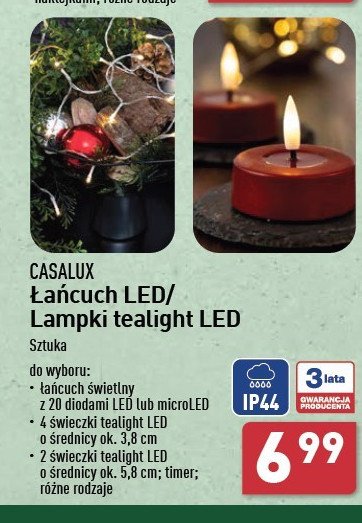 Świece tealight 3.8 cm Casalux promocja w Aldi