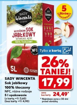 Sok jabłkowy 100% tłoczony NFC, różne rodzaje promocja w Kaufland
