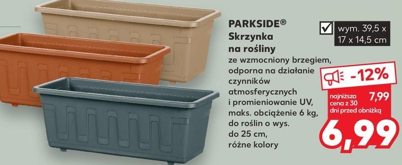 Skrzynka na rośliny 39.5 x 17 x 14.5 cm Parkside promocja