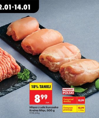 Mięso z uda kurczaka Kraina Mięs, 500 g promocja w Biedronka