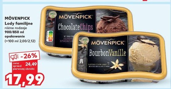 Lody chocolate chips MOVENPICK PREMIUM ICE CREAM promocja