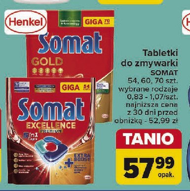 Tabletki do zmywarki regular SOMAT EXCELLENCE 4IN1 promocja w Carrefour