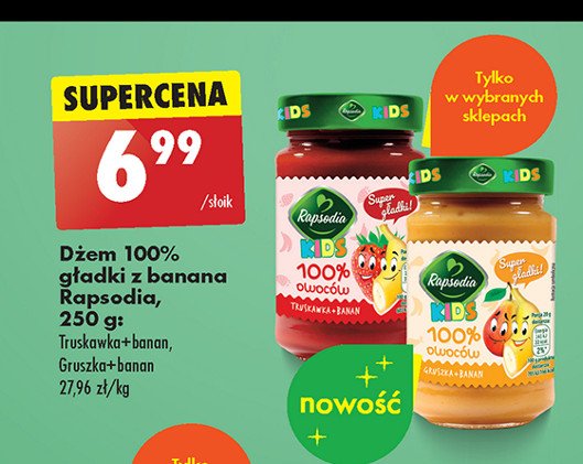 Dżem truskawka-banan Rapsodia 100% owoców promocja