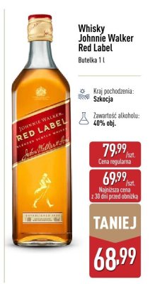 Whisky Johnnie walker red label promocja w Aldi