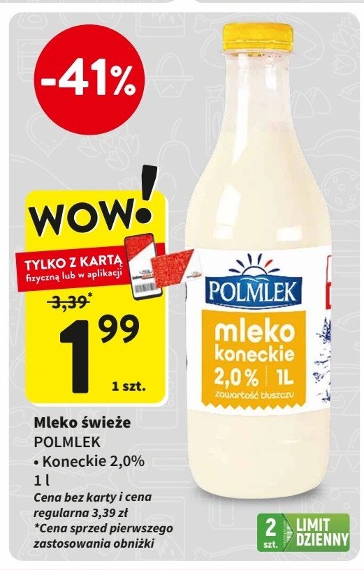 Mleko świeże 2 % Polmlek promocja w Intermarche