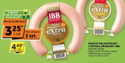 Pasztet delikatesowy z szynką, drobiowy JBB extra drobiowy z filetem promocja w Groszek