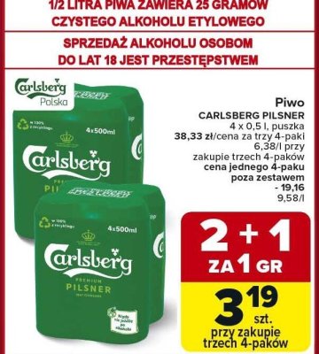 Piwo CARLSBERG PILSNER promocja w Carrefour