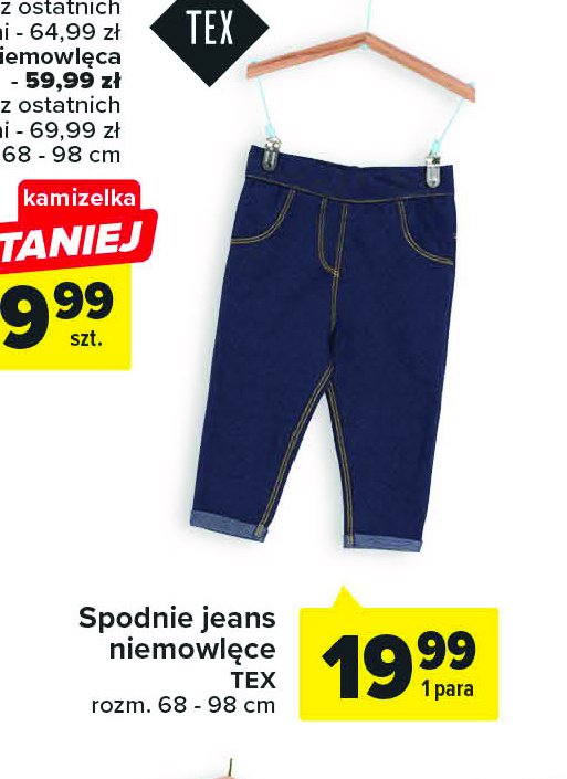 Spodnie jeansowe niemowlęce 68-98 cm Tex promocja