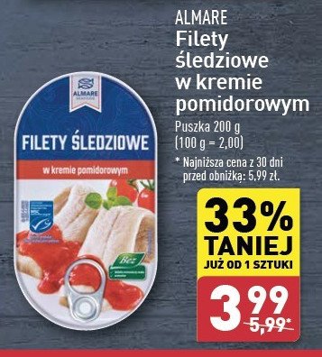 Filety śledziowe w kremie pomidorowym Almare promocja