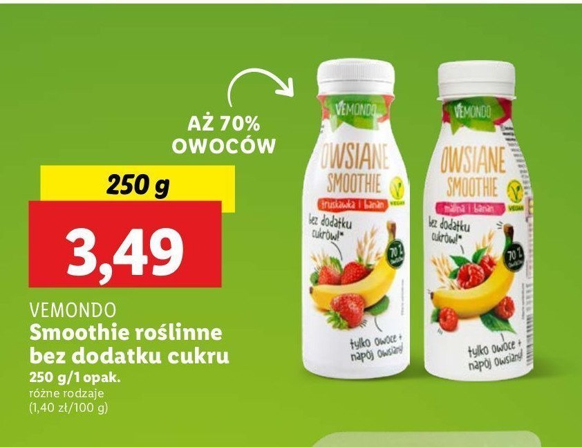 Smoothie owsiane malina i banan Vemondo promocja w Lidl