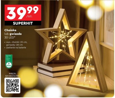 Gwiazda dekoracyjna LED 30 LED wys. 28 cm promocja w Biedronka