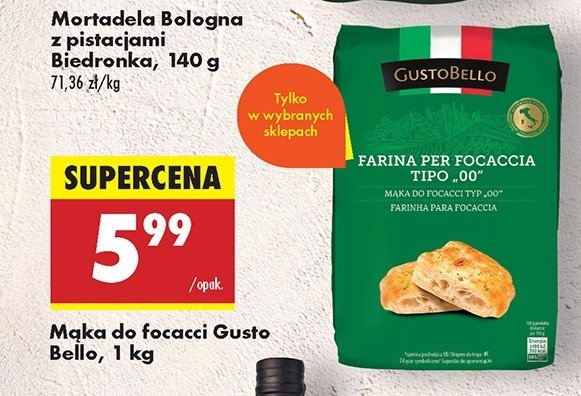 Mąka farina per focaccia tipo 00 Gustobello promocja w Biedronka