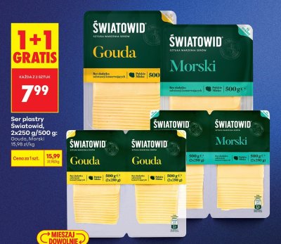Ser plastry Światowid Gouda, 2x250 g/500 g promocja w Biedronka