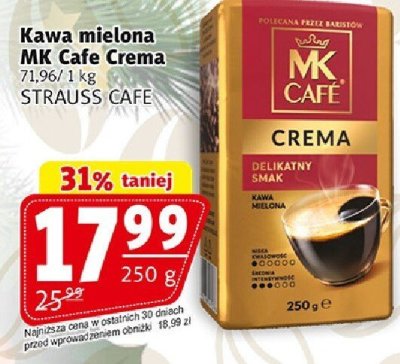 Kawa mielona MK Cafe Crema Strauss Cafe promocja w Prim Market
