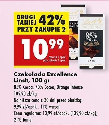 Czekolada 85 % cacao Lindt excellence promocja