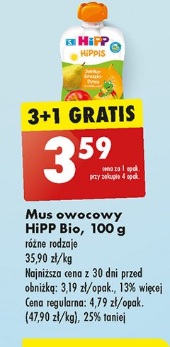 Mus jabłka-gruszki-dynia Hipp hippis promocja