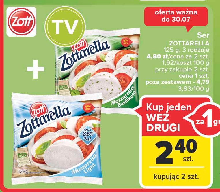 Mozzarella Classic Zott Zottarella promocje