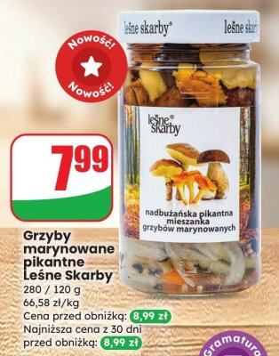Grzyby marynowane pikantne Leśne Skarby promocja w Dino