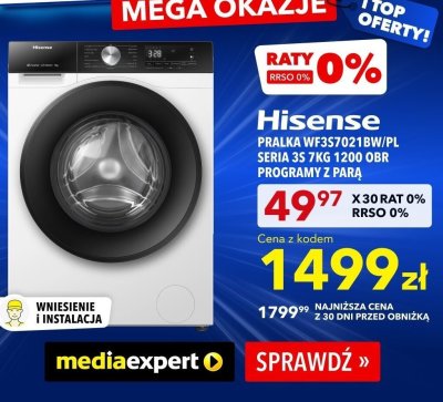 Pralka WF3S7021BW/PL Seria 3S 7kg 1200 obr. promocja w Media Expert