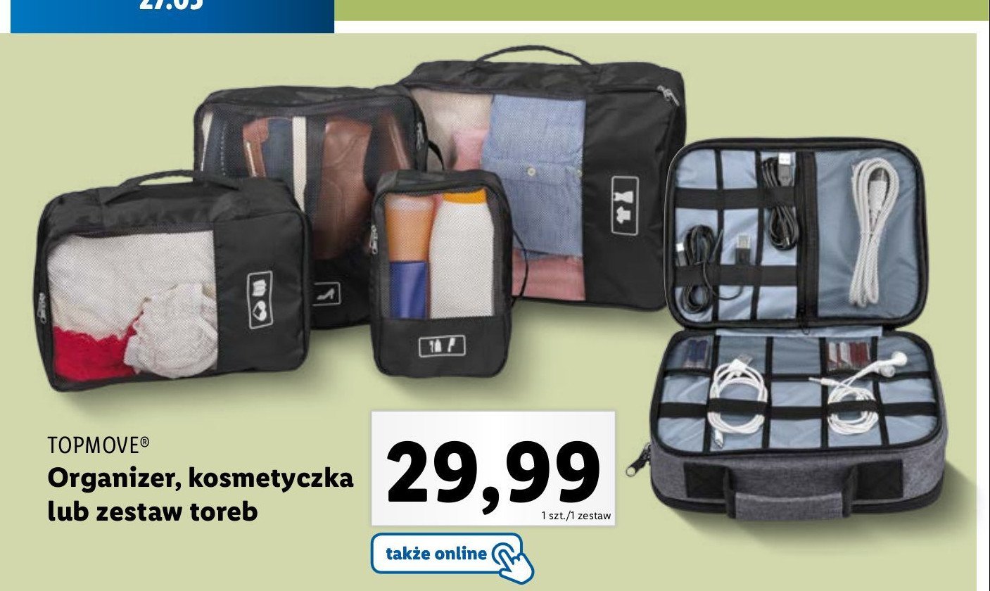 Organizer z przegr贸dkami i kieszeniami z siatki Topmove promocja